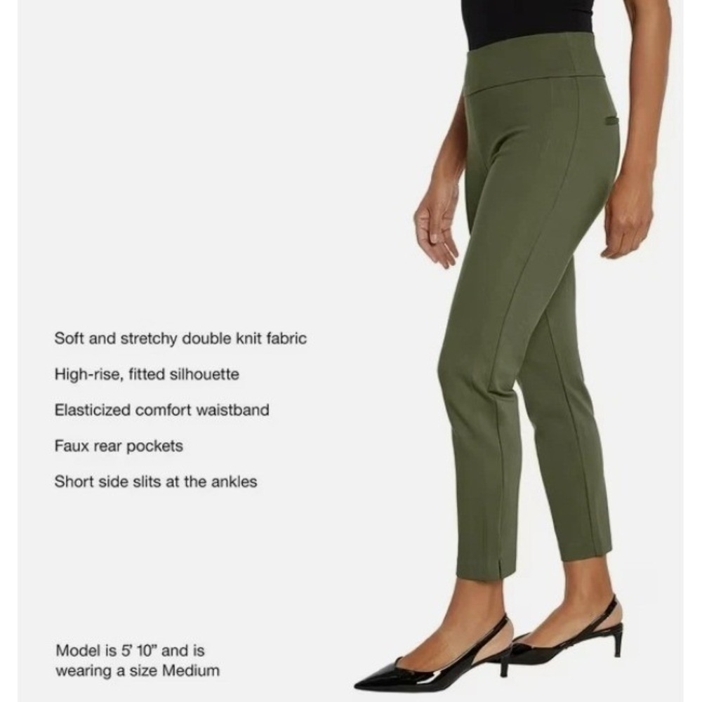 Express Womens‎ Olive Green Ponte Knit High Rise Ankle Pants Slit Hem Size S - Picture 3 of 4
